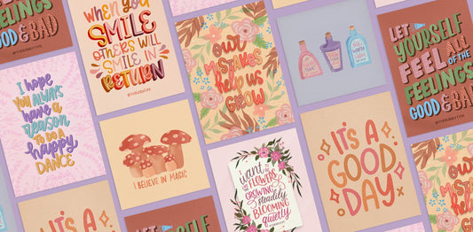 Unique art prints with relatable motivational quotes.