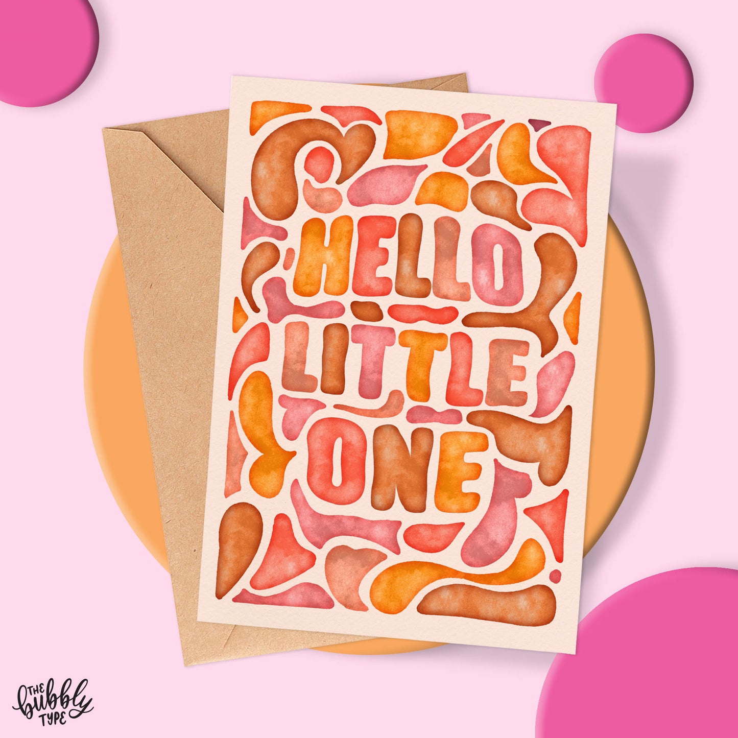 Australian made baby greeting cards. Hello Little One Boho Watercolour, hand drawn design. Affordable baby cards for new mums.