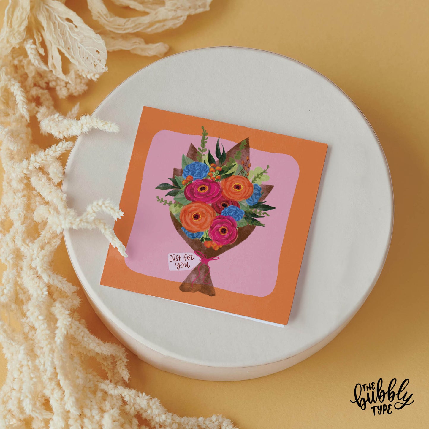 Celebrate any special moment with this gorgeous watercolour floral greeting card, featuring a delicate flower bouquet illustration that’s perfect for spreading joy. Whether you need a thinking of you card, a handmade birthday card, or a beautiful floral card for Mother’s Day, this versatile design suits any occasion. Made with high-quality materials, this Australian-designed greeting card is a thoughtful way to send love. Shop this unique flower bouquet card and more at The Bubbly Type with free shipping