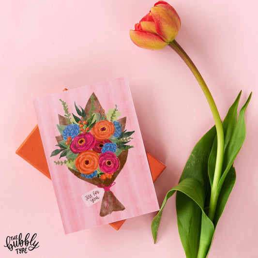 Australian made everyday greeting cards. Floral Boiquet hand drawn design. Affordable art cards.