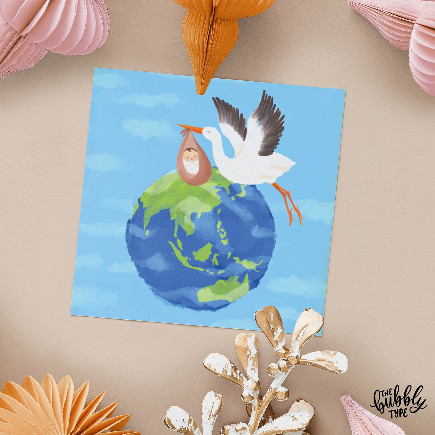 Welcome a new baby with the Welcome to the World Small Square Greeting Card! This adorable handmade card features a beautiful watercolor stork illustration, making it the perfect keepsake for new parents. Whether you need greeting cards for a baby shower, baby congratulations cards, or greeting cards to order online, this Australian-made baby card is a thoughtful choice. Shop now at The Bubbly Type, available online and at craft markets across Australia!