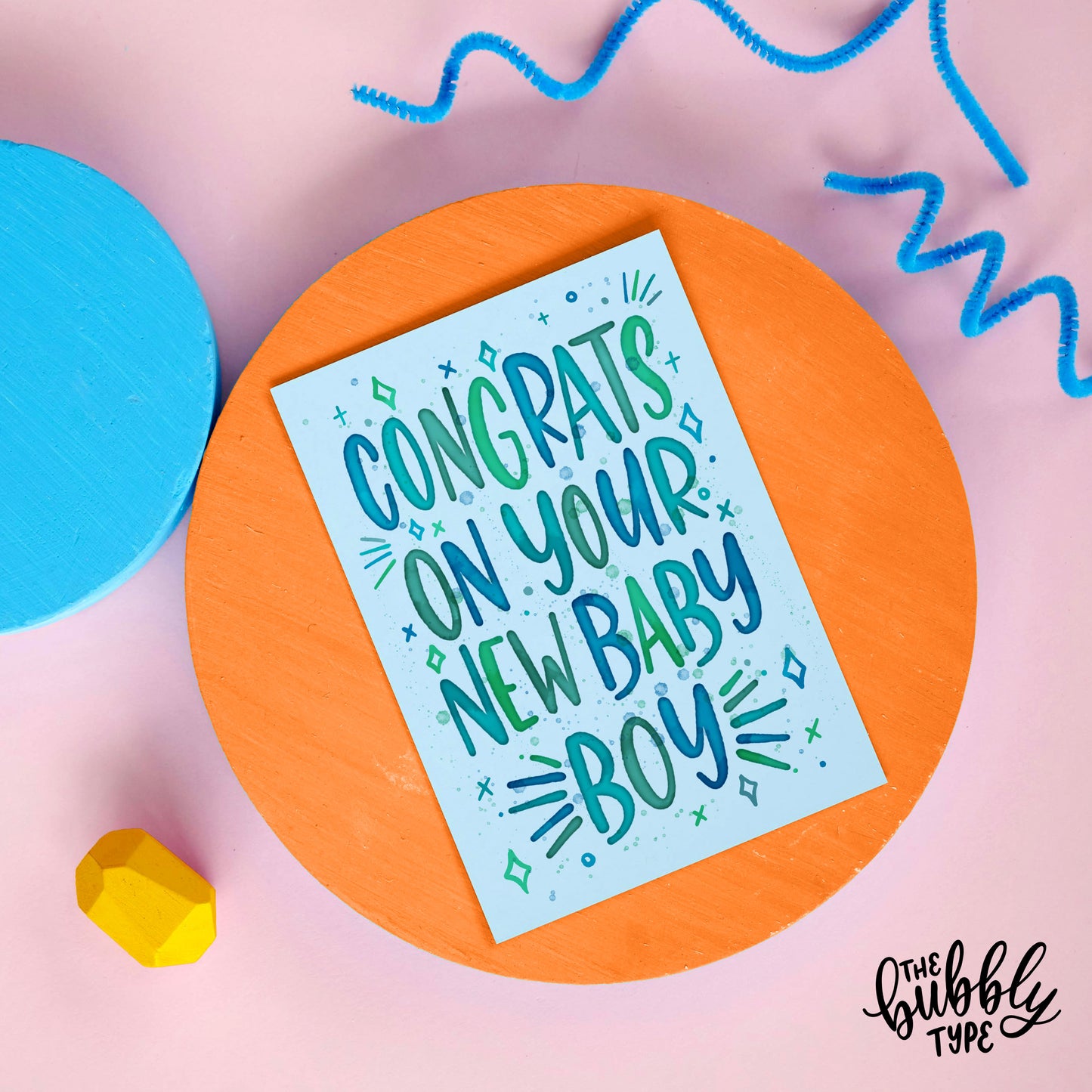 Congrats on your new baby boy greeting card. Australian made and designed cards for new mum and new baby.