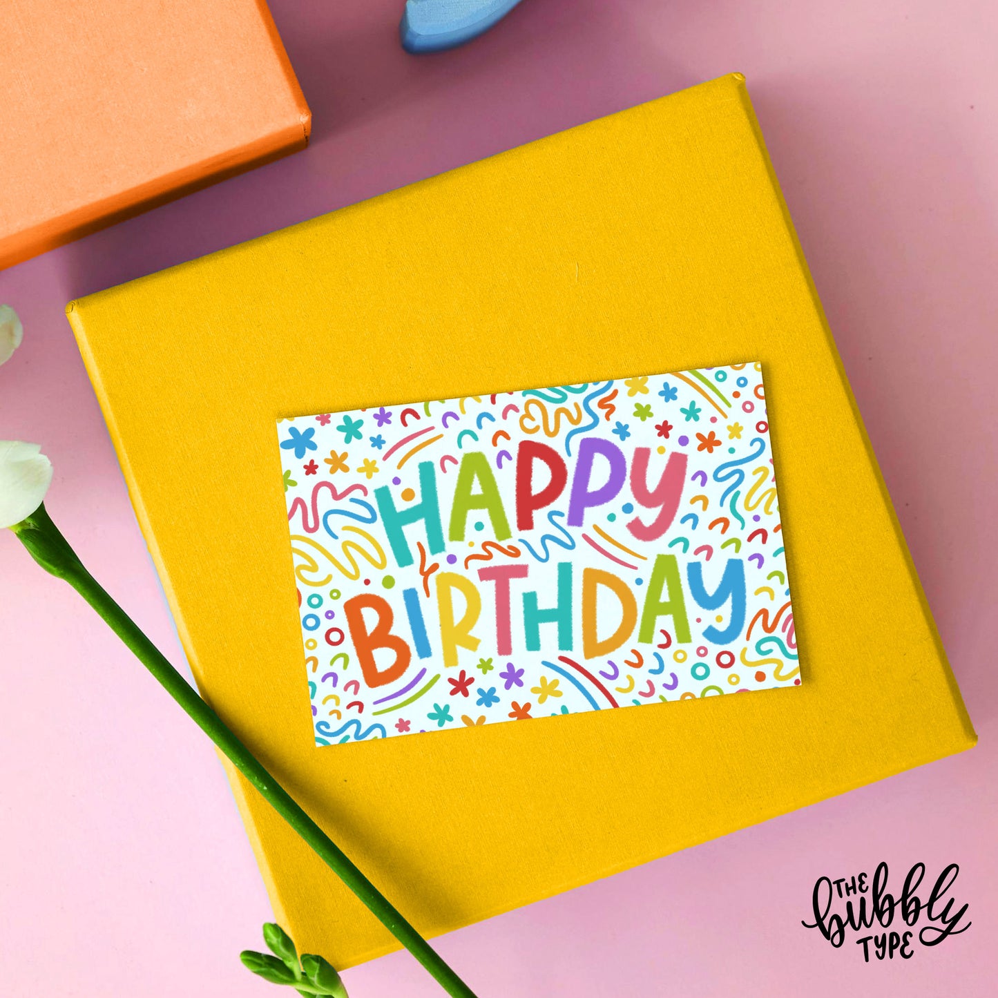 happy birthday rainbow card. printed on 100% recycled paper in Australia.