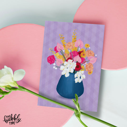 Flower Bouquet (Purple) - A6 Greeting Card
