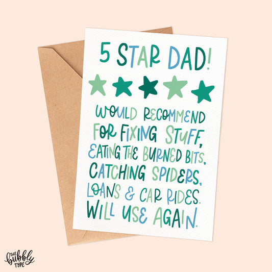 5 Star Dad - A6 Greeting Card