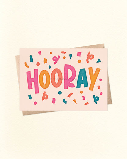 Australian made Happy Birthday Greeting Cards. Hooray Unisex birthday card. Congratulations and general celebrations card.