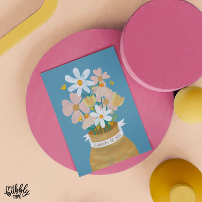 thinking of you greeting card with floral illustration made in Australia. best sympathy cards.