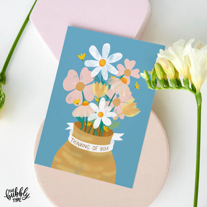 thinking of you greeting card with floral illustration made in Australia. best sympathy cards.