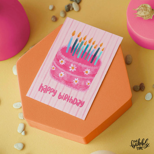 Happy Birthday (Cake) - A6 Greeting Card