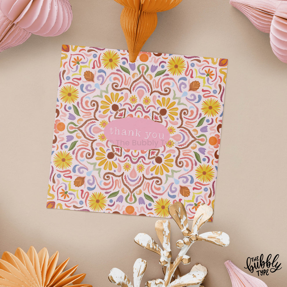 Thank You Greeting Card Pack – Set of 6 Square Cards – The Bubbly Type