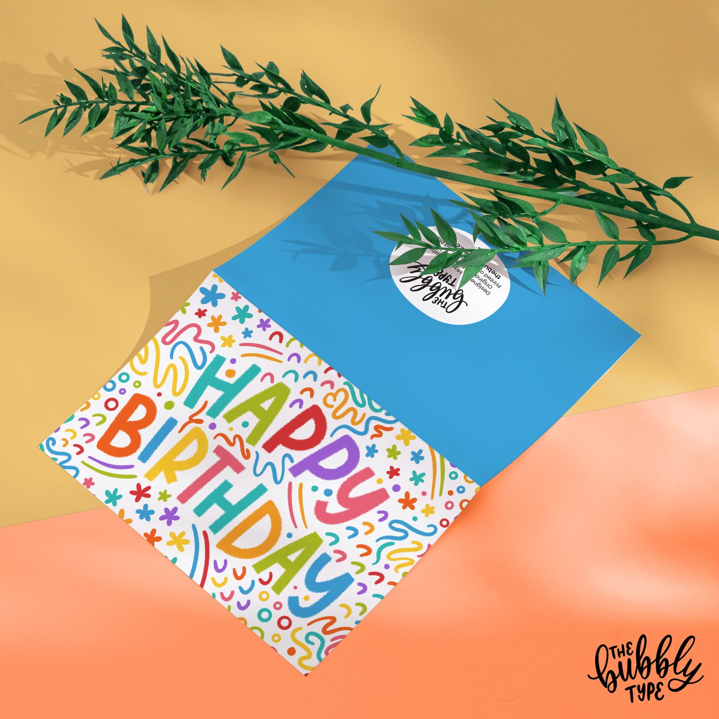 a happy birthday greeting card for everyone to enjoy. featuring colourful doodles and hand lettered art. 