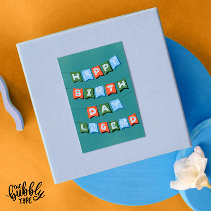 Celebrate the legends in your life with our bold and stylish "Happy Birthday Legend" greeting card. Perfect for his birthday, whether it's for Dad, a friend, or any legend who deserves a shoutout on their special day.

This card is blank inside, giving you plenty of space to write your own heartfelt message. Featuring an original design by an Australian artist, it’s proudly 100% made and designed in Australia.