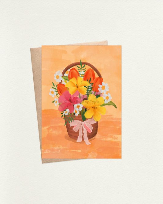 Basket of Flowers - A6 Greeting Card