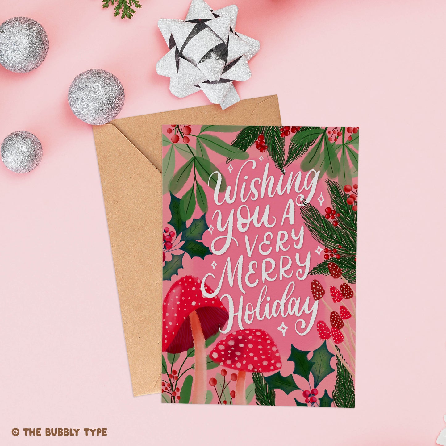Wishing You A Very Merry Holiday - A6 Christmas Greeting Card