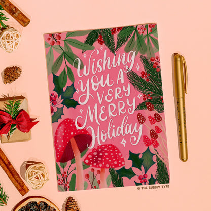 Wishing You A Very Merry Holiday - A6 Christmas Greeting Card