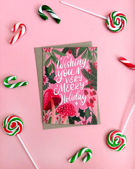 Wishing You A Very Merry Holiday - A6 Christmas Greeting Card
