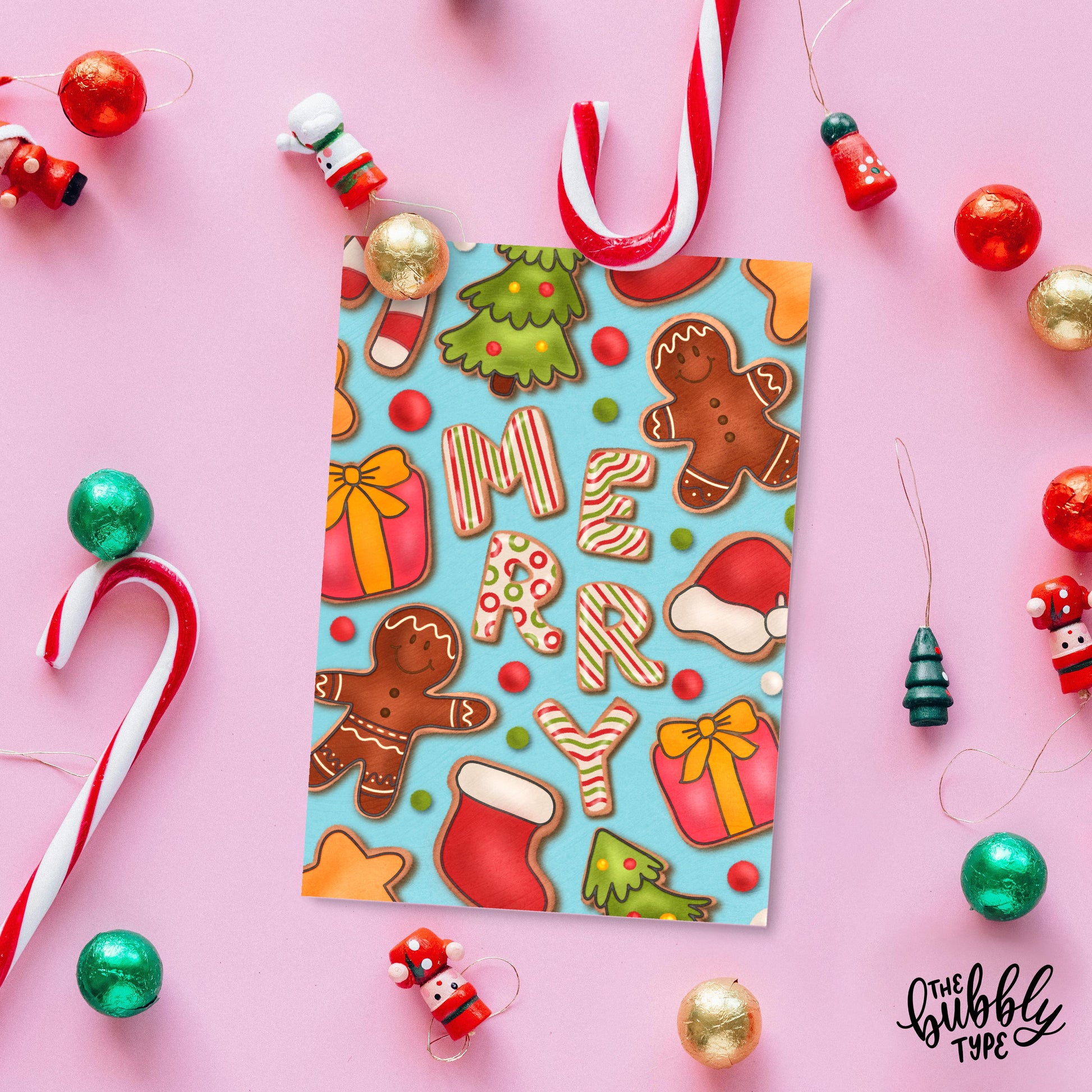 Australian made Christmas Cards. Merry Card, gingerbread cookies.