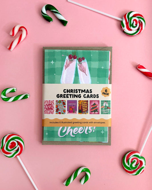 Bubbly Christmas Cards - 6pk A6 Greeting Cards