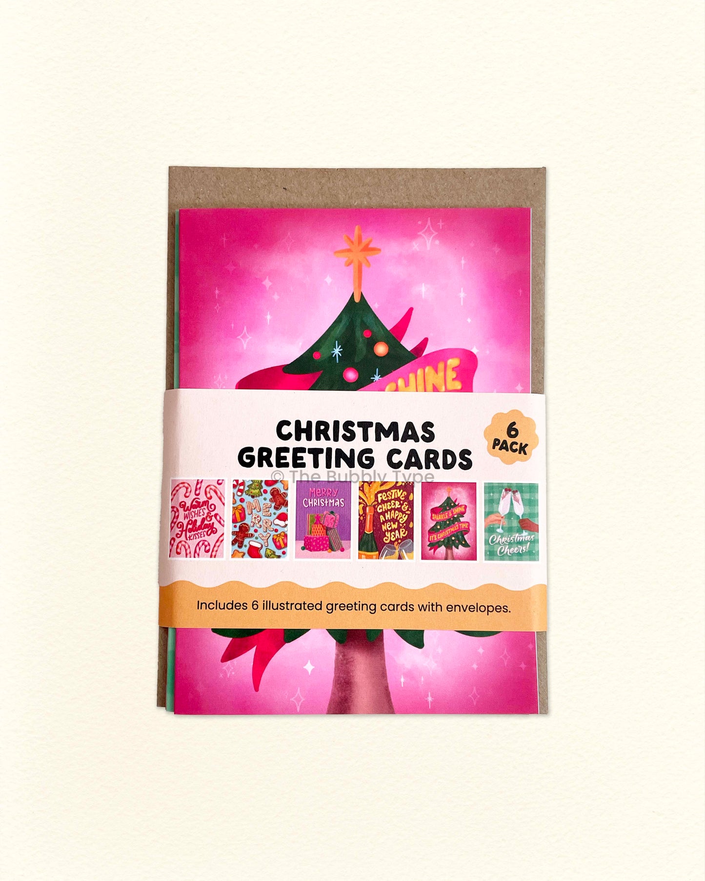 Bubbly Christmas Cards - 6pk A6 Greeting Cards