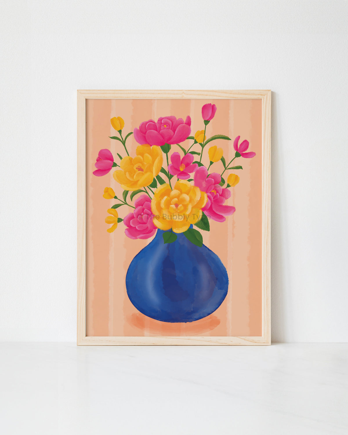 Pink and Yellow flower Vase Art Print