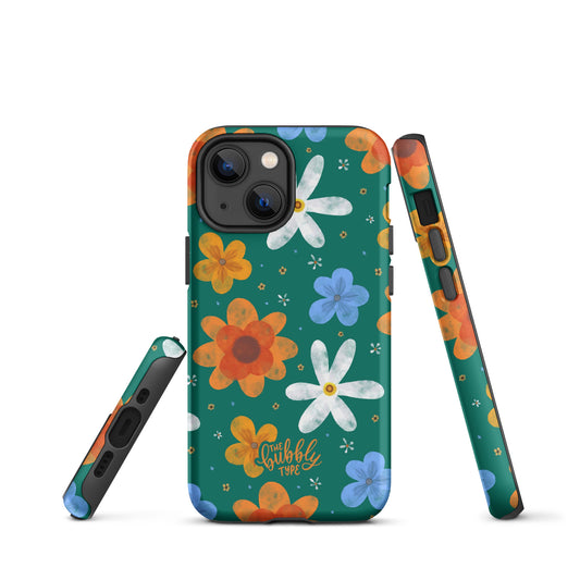 Groovy Flowers (Green) Tough iPhone case